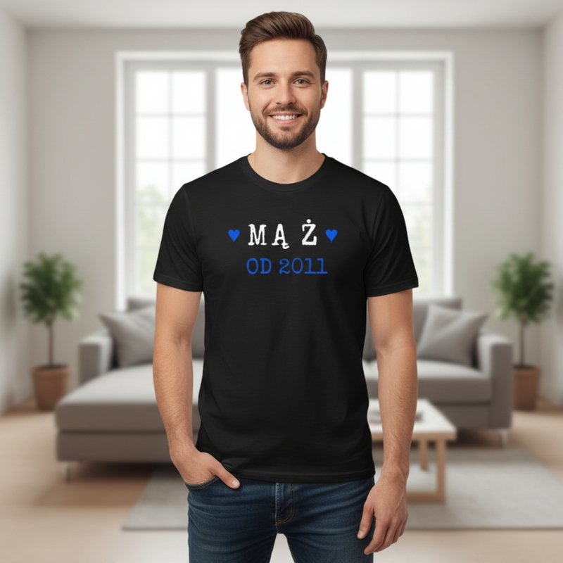 T-shirt czarny męski dla męża partnera