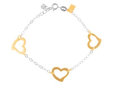Bransoletka 925 z pozłacanymi serduszkami na prezent dla niej