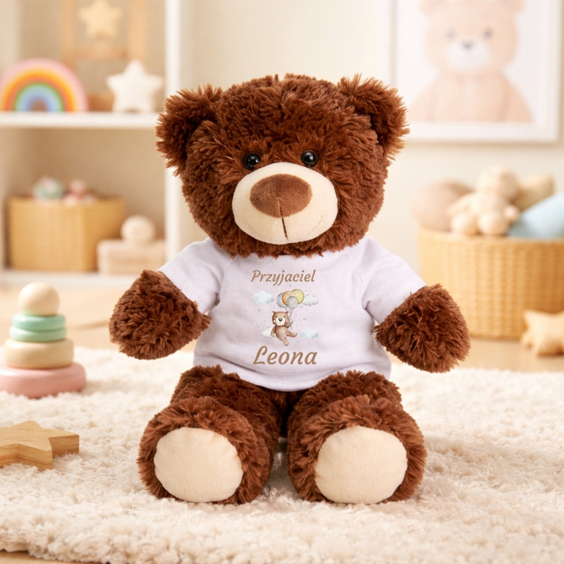 Miś maskotka Pluszowy dla Dziecka – z Nadrukiem na Koszulce