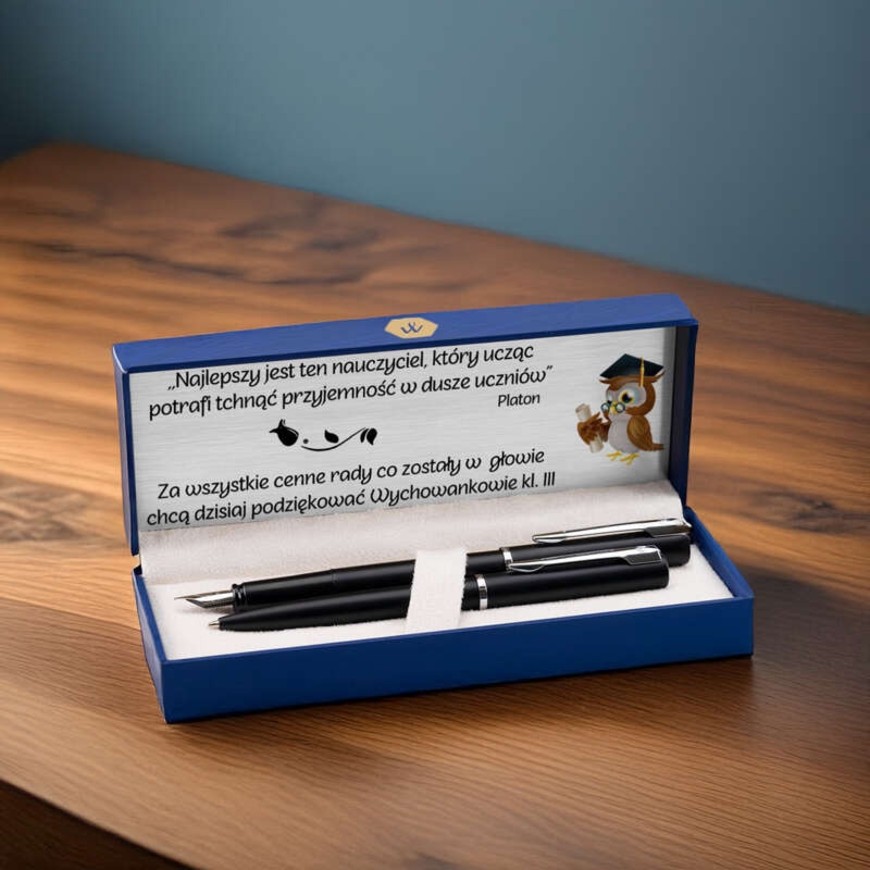 Zestaw Waterman Allure Czarny Mat CT – pióro+długopis z grawerem