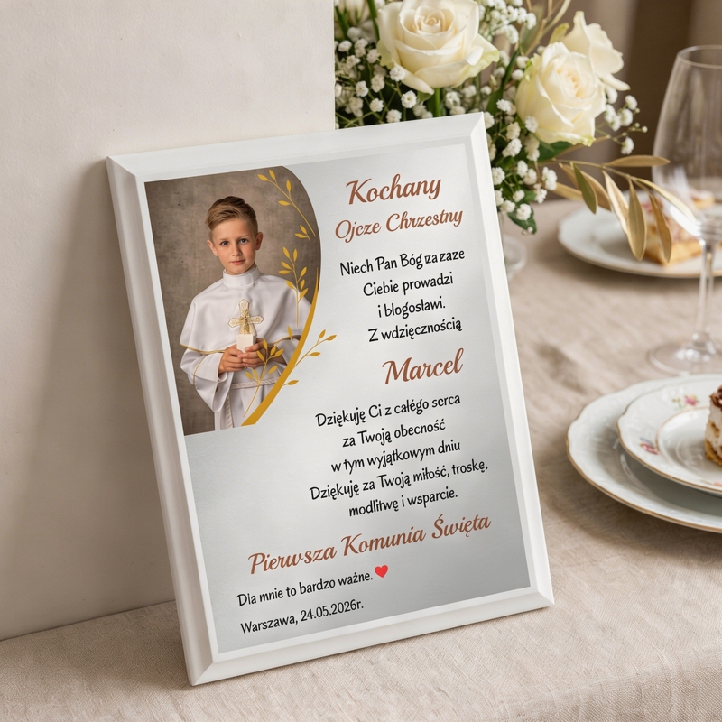 Podziękowanie dla Chrzestnych – Komunia Święta (Personalizowane ze zdjęciem)