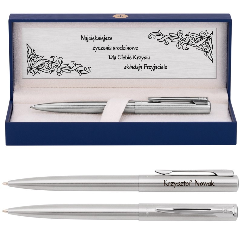 Prezent na podziękowanie – srebrny długopis Waterman z grawerem