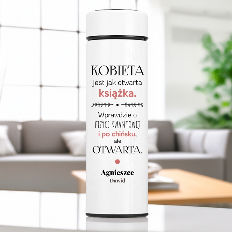 Kubek termiczny z wyświetlaczem LED – personalizowany nadruk na Dzień Kobiet 500 ml