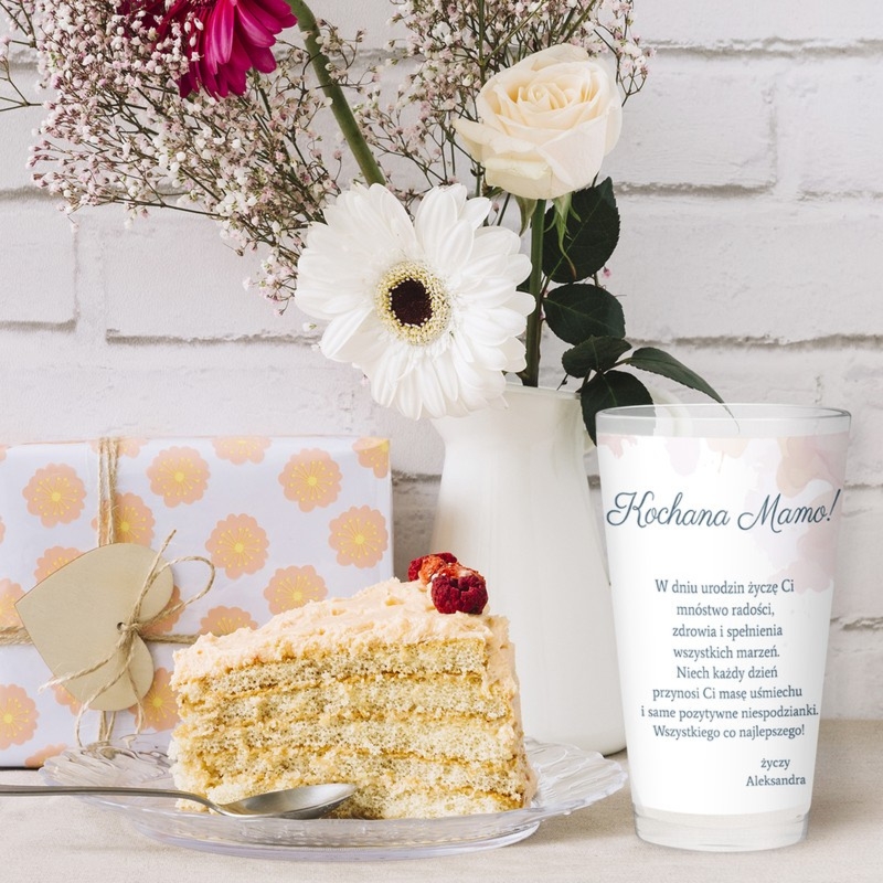 Personalizowana szklanka dla Mamy na Dzień Matki z nadrukiem 450 ml