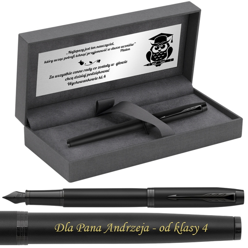 Pióro Parker IM Achromatic w etui z dedykacją i grawerem