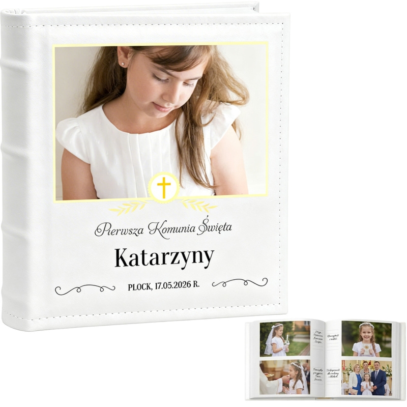 Komunijny album na zdjęcia Pamiątka I Komunii Świętej z nadrukiem