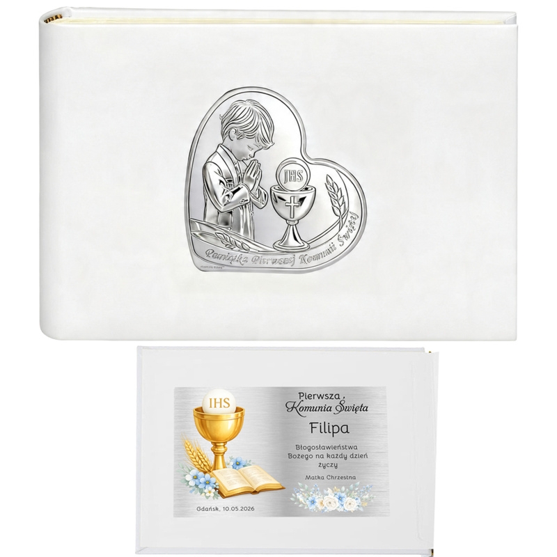 Album na zdjęcia Pierwsza Komunia Święta dla chłopca z personalizowaną dedykacją