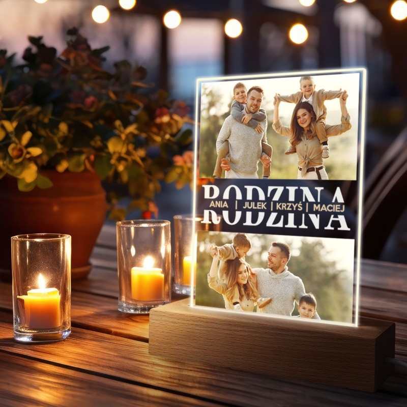 Na Dzień Matki ramka LED z akrylu z rodzinną personalizacją