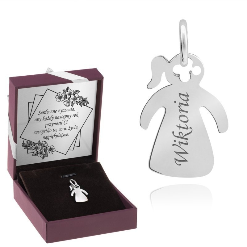 Wisiorek dziewczynka srebro próby 925 z grawerem imienia lub daty