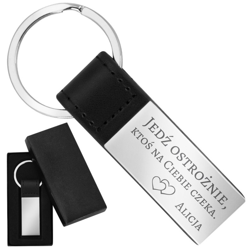 Metalowy brelok z eko-skórą i grawerem na Dzień Ojca