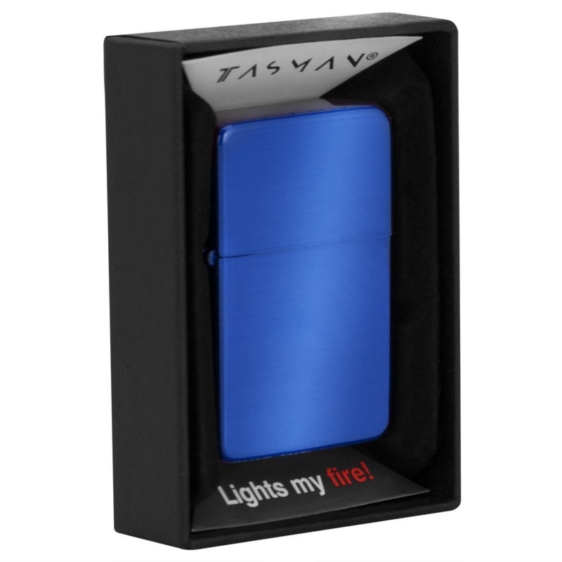 Zapalniczka benzynowa Tasman Niebieski Metal Windproof w pudełeczku