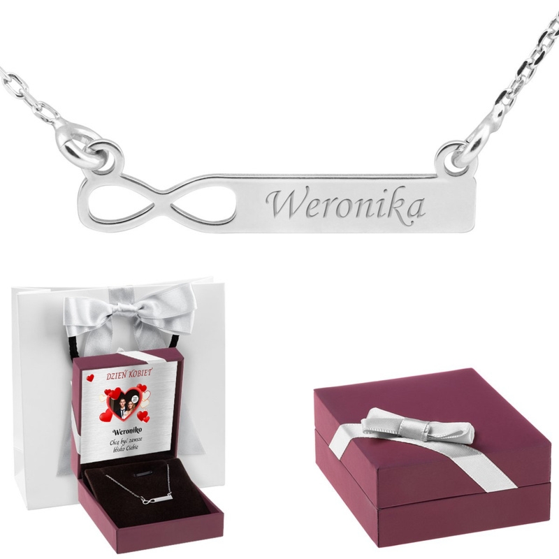 Na urodziny: naszyjnik nieskończoność 925 z grawerem i dedykacją