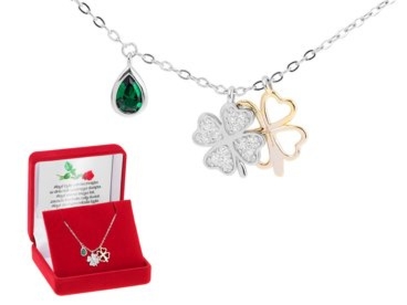 Na urodziny naszyjnik celebrytka koniczynki pr.925 z dedykacją