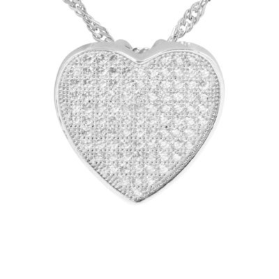 Walentynki: srebrna zawieszka płaskie serce 925 z cyrkoniami