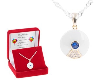 Naszyjnik kółeczko pr. 925 z dedykacją i pudełkiem welurowym
