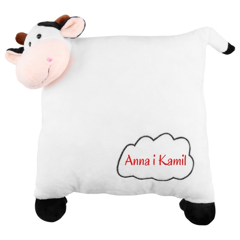 Poduszka krówka z chmurką z jednostronnym personalizowanym nadrukiem