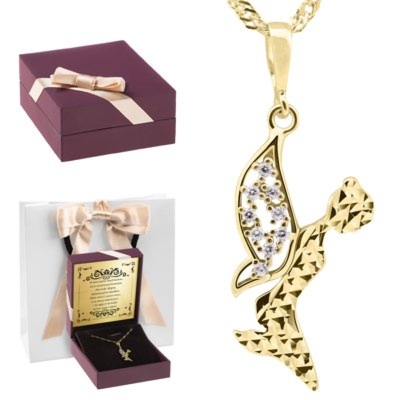 Wisiorek Elf z cyrkoniami pr. 333 z dedykacją i łańcuszkiem