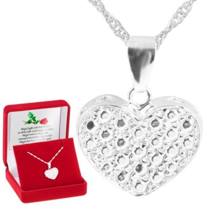 Na Walentynki: wisiorek serce ażurowe srebro 925 z dedykacją