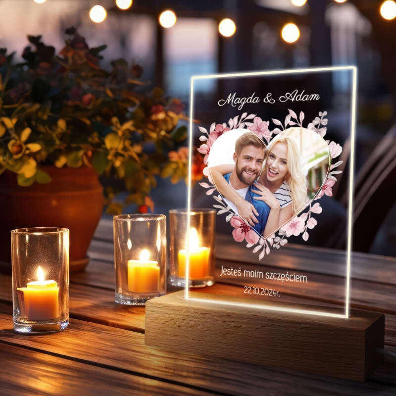Ramka LED z akrylu na rocznicę z Twoim zdjęciem i dedykacją