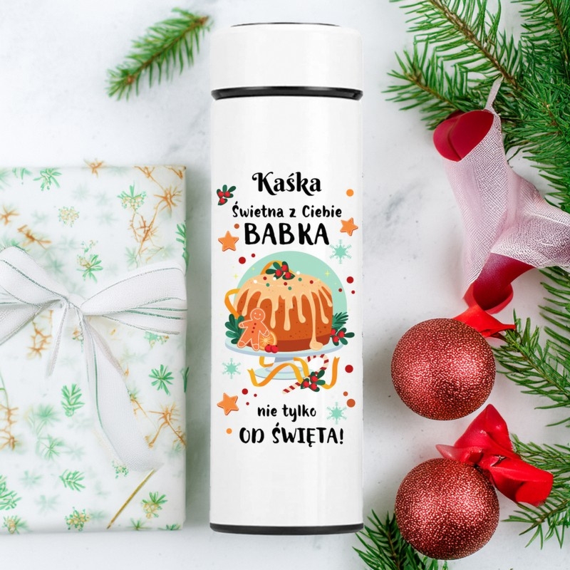 Świąteczny kubek termiczny z kolorowym nadrukiem UV z personalizacją