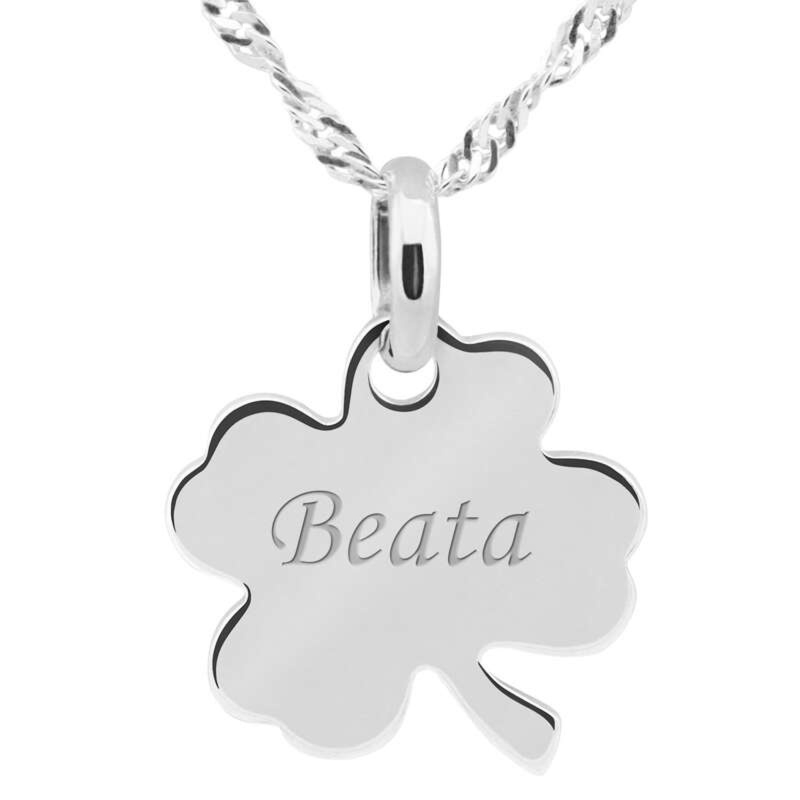 Zawieszka koniczynka srebro pr.925 z grawerem Personalizacja