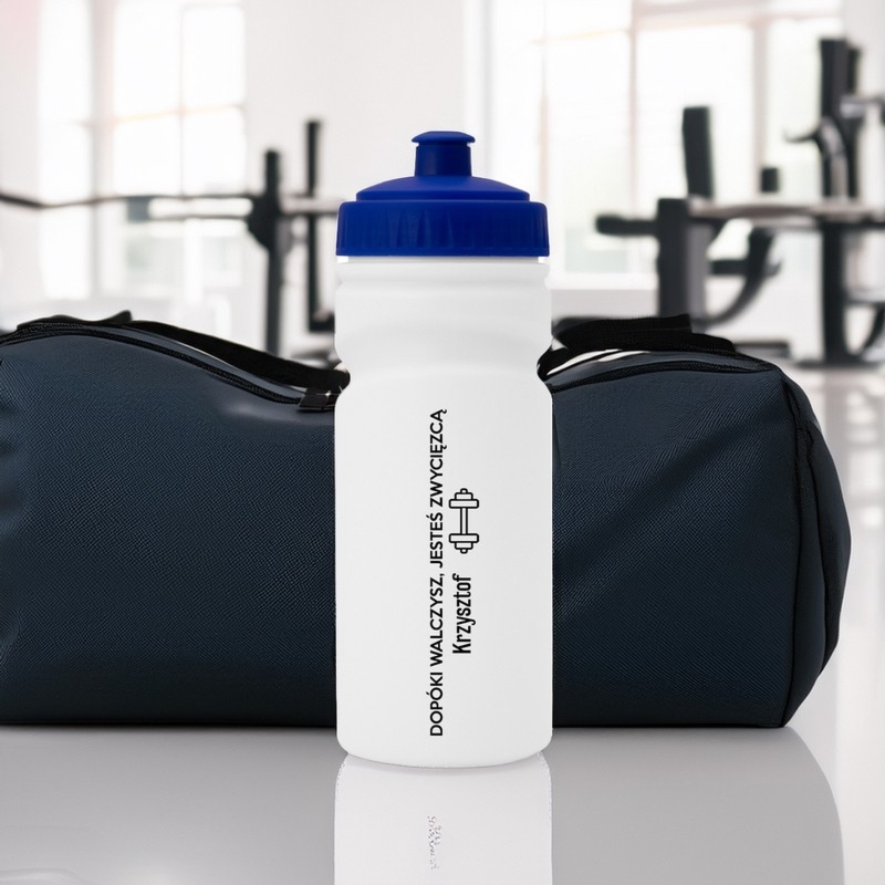 Bidon 500 ml z dzióbkiem i kolorową zakrętką z nadrukiem UV