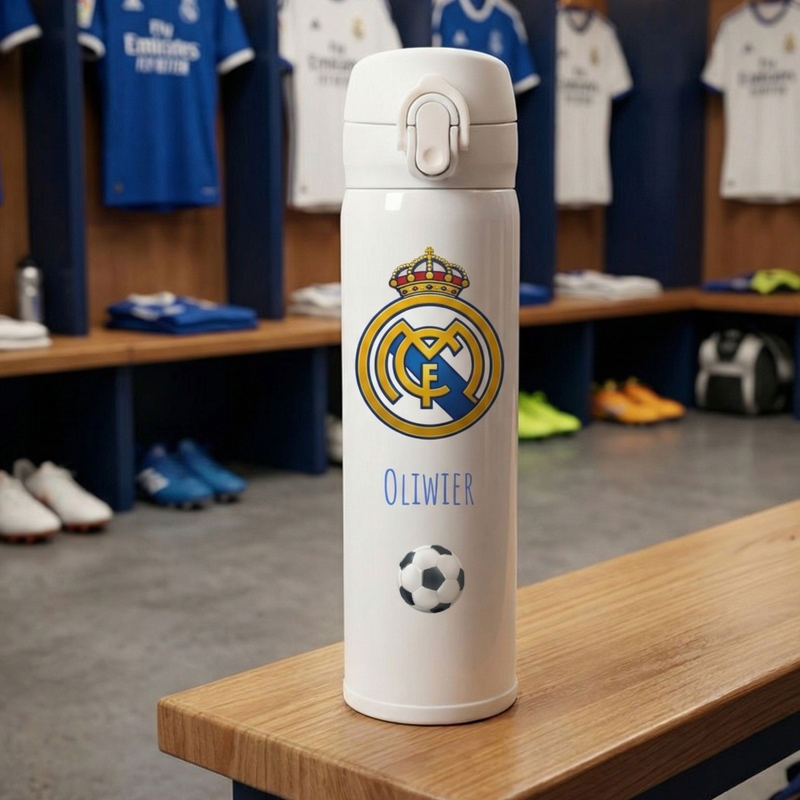 Kubek termiczny 350 ml Real Madrid z imieniem – nadruk UV dla młodego kibica