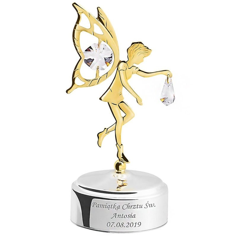 Pozytywka posrebrzana z pozłacanym Elfem, grawer laserowy