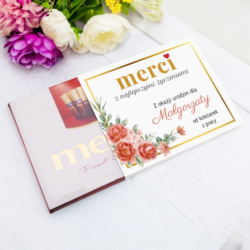 Merci z personalizowaną obwolutą – wyjątkowy prezent na urodziny