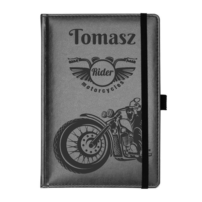 Na zakończenie roku szkolnego: notes Nebraska szary z gumką i grawerem