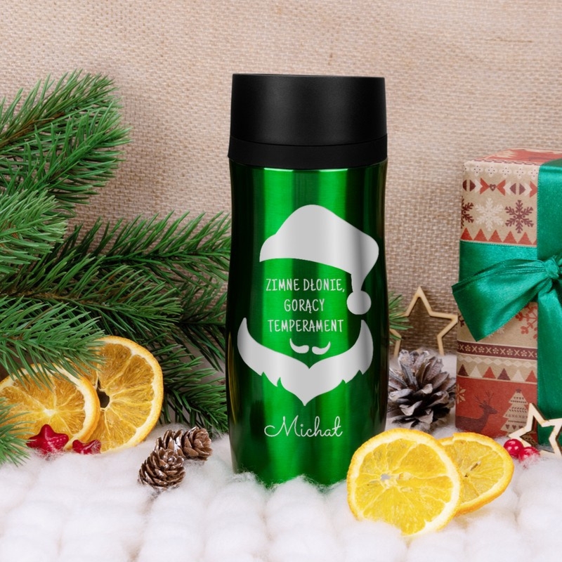 Kubek termiczny 350ml na święta Gorący temperament z grawerem