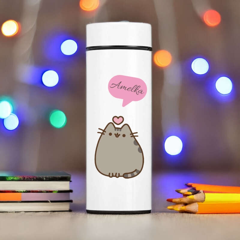 Kubek termiczny 500 ml z LED i nadrukiem UV Pusheen z personalizacją