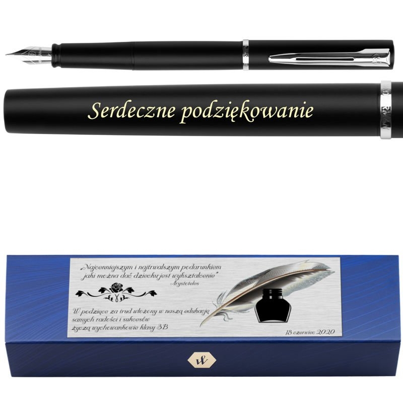 Image of Waterman Pióro wieczne Allure Czarne CT Grawer