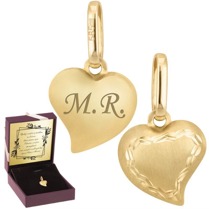 Walentynki: Złoty wisiorek serce z ażurowym zdobieniem i grawerem