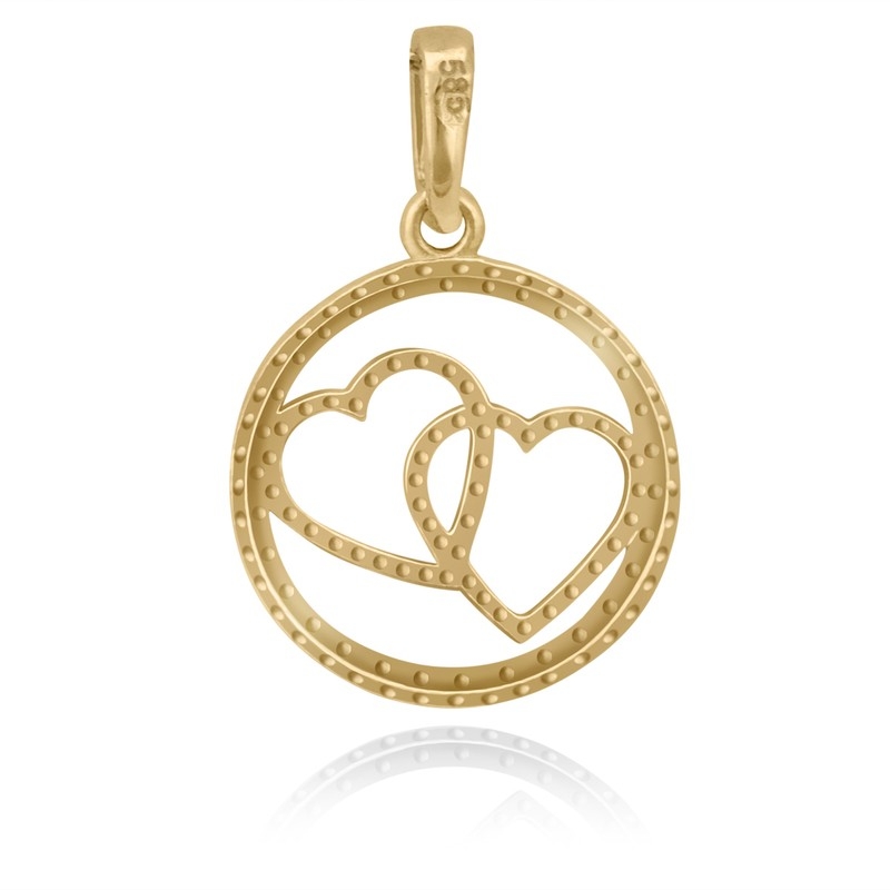 Image of Okrągła zawieszka złote serca / prezent dla kobiety na Walentynki, Dzień Kobiet, rocznicę / pr. 585