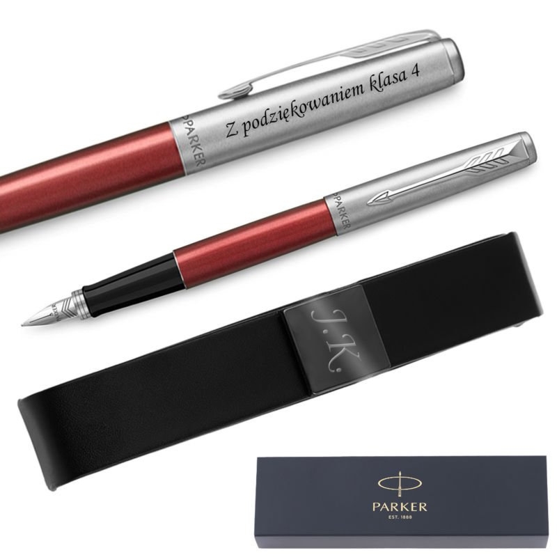 Pióro wieczne Parker Jotter Kensington czerwone CT z etui i grawerem