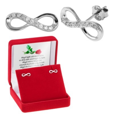 Na chrzest kolczyki nieskończoność srebro 925 z dedykacją