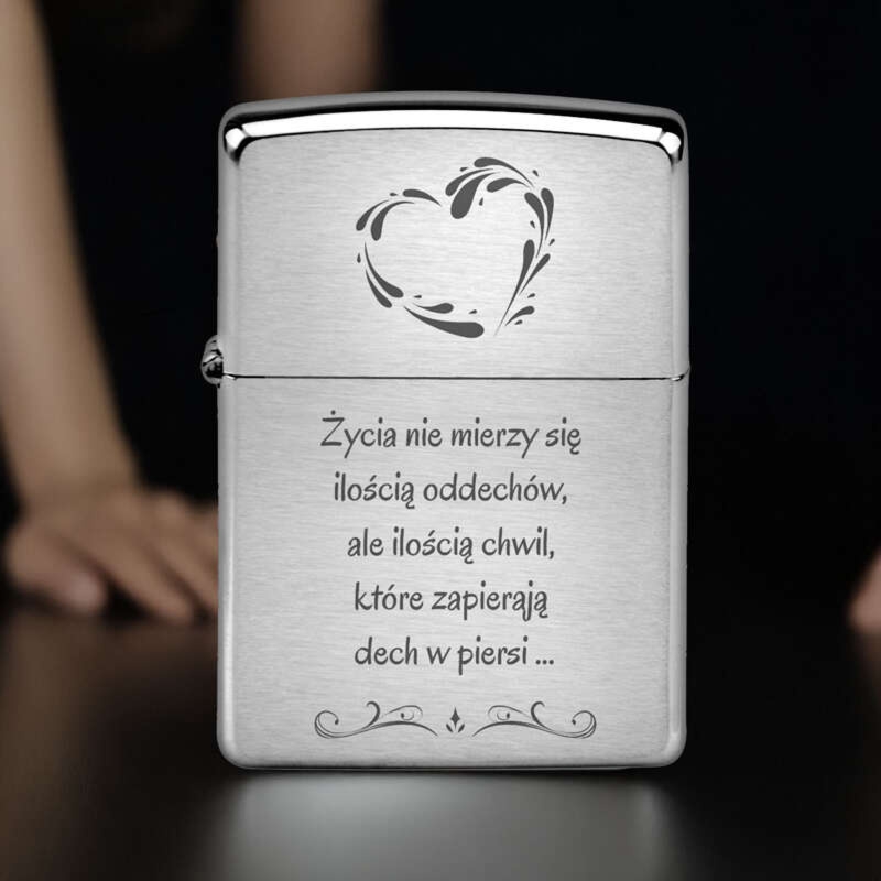 Zapalniczka ZIPPO 200 Brushed Chrome z grawerem diamentowym