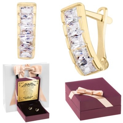 Kolczyki z cyrkoniami 333 na Dzień Matki z dedykacją w pudełku