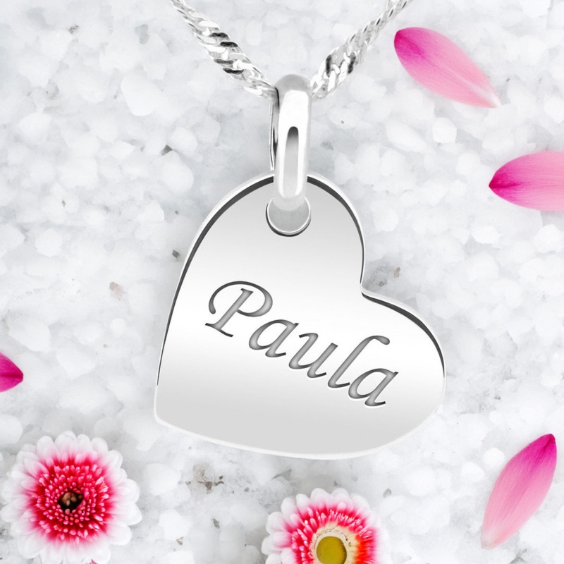 Srebrny naszyjnik serce pr. 925 z grawerem oraz dedykacją