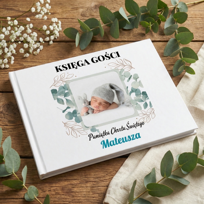 Księga Pamiątkowa na Chrzest/ Personalizacja na okładce / Druk UV