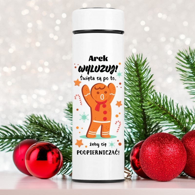 Świąteczny kubek termiczny z wyświetlaczem LED i personalizacją