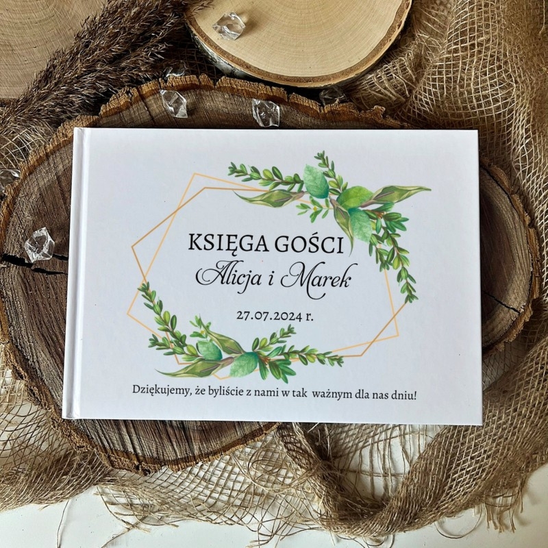 Księga Gości Weselnych / Ornament / Personalizacja na okładce / Druk UV