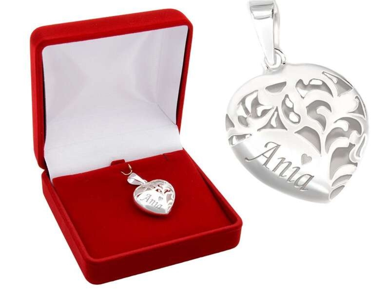 Walentynki: Duży wisiorek serce srebro 0,925 z grawerem