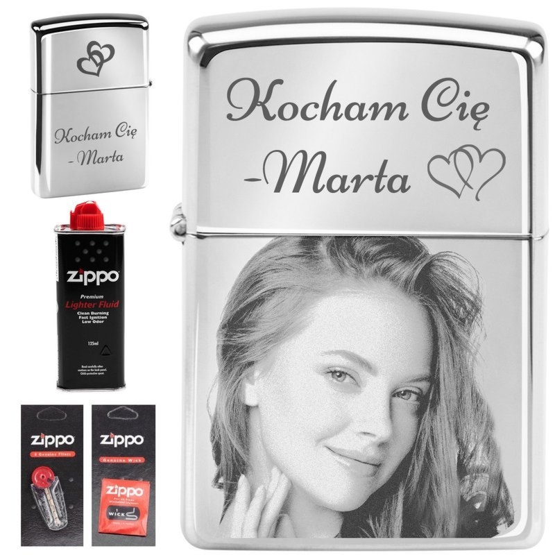 Zapalniczka Zippo 250 High Polish Chrome z grawerem i etui