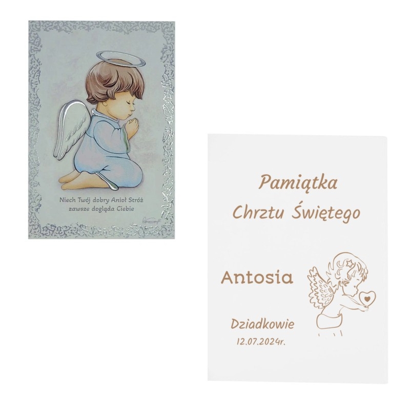 Panel z Aniołkiem Valenti&Co na Chrzest z grawerem na odwrocie