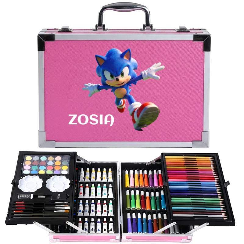 Zestaw plastyczny dla dziewczynki w różowej walizce z imieniem – 145 elementów