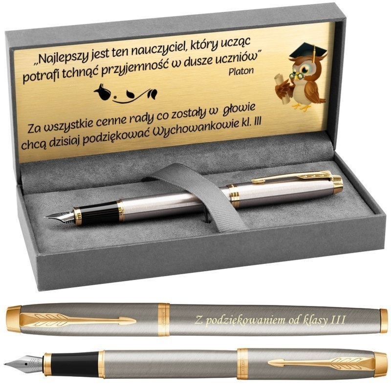 Pióro wieczne Parker IM Brushed Metal GT z grawerem i tabliczką
