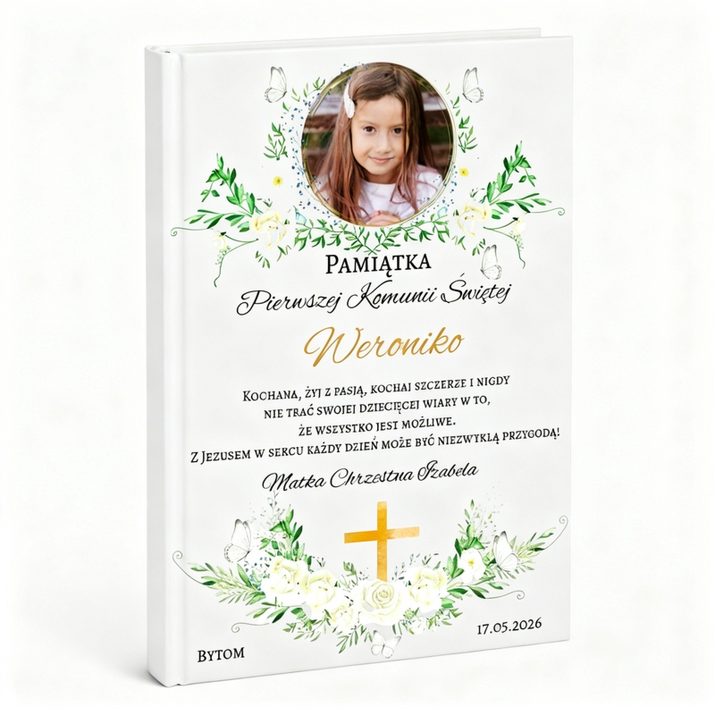 Biblia na Komunię / Personalizowana / Pamiątka Komunii ze zdjęciem / Prezent na Pierwszą Komunię