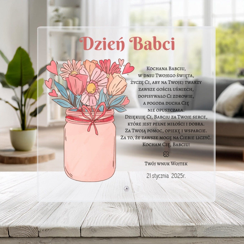 Prezent na Dzień Babci – szklana ramka z personalizacją